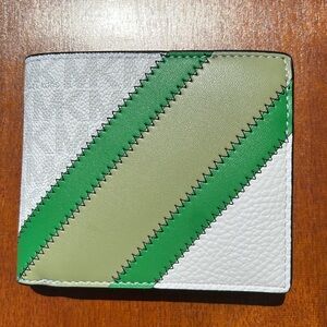 Michael Kors Green and White Men's Wallet